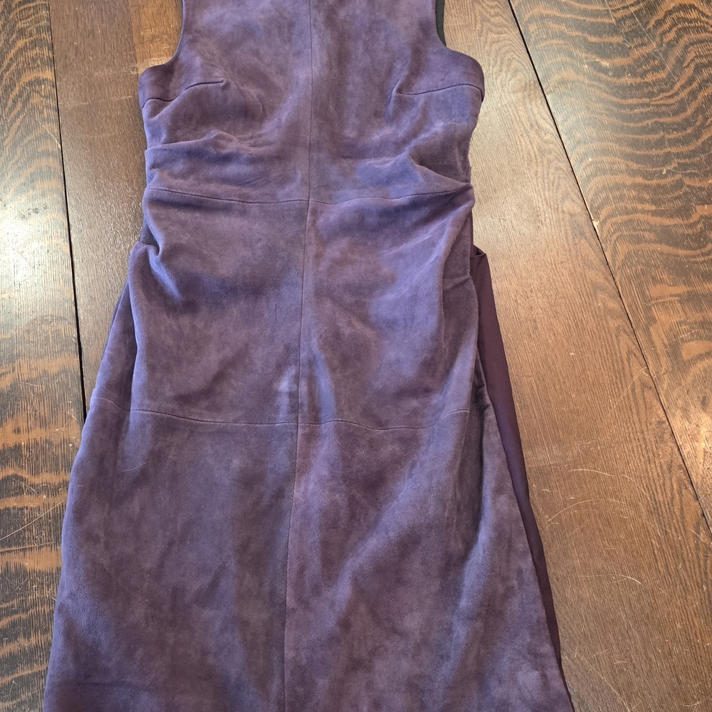 Artelier Nicole Miller Women Dress Size 10 EUC Purple Mini 100% Goat Leather